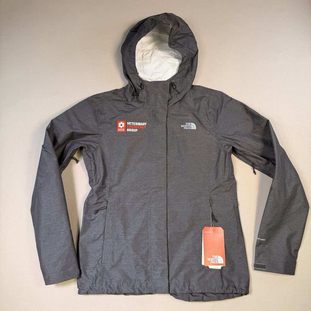 NWT The North Face Men's Small Dark Grey Heather DryVent Rain Jacket Veterinary